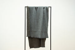 Cotton Wool W-Face Muffler - Brown×Gray