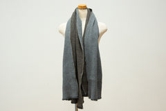 Cotton Wool W-Face Muffler - Brown×Gray