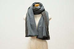 Cotton Wool W-Face Muffler - Brown×Gray