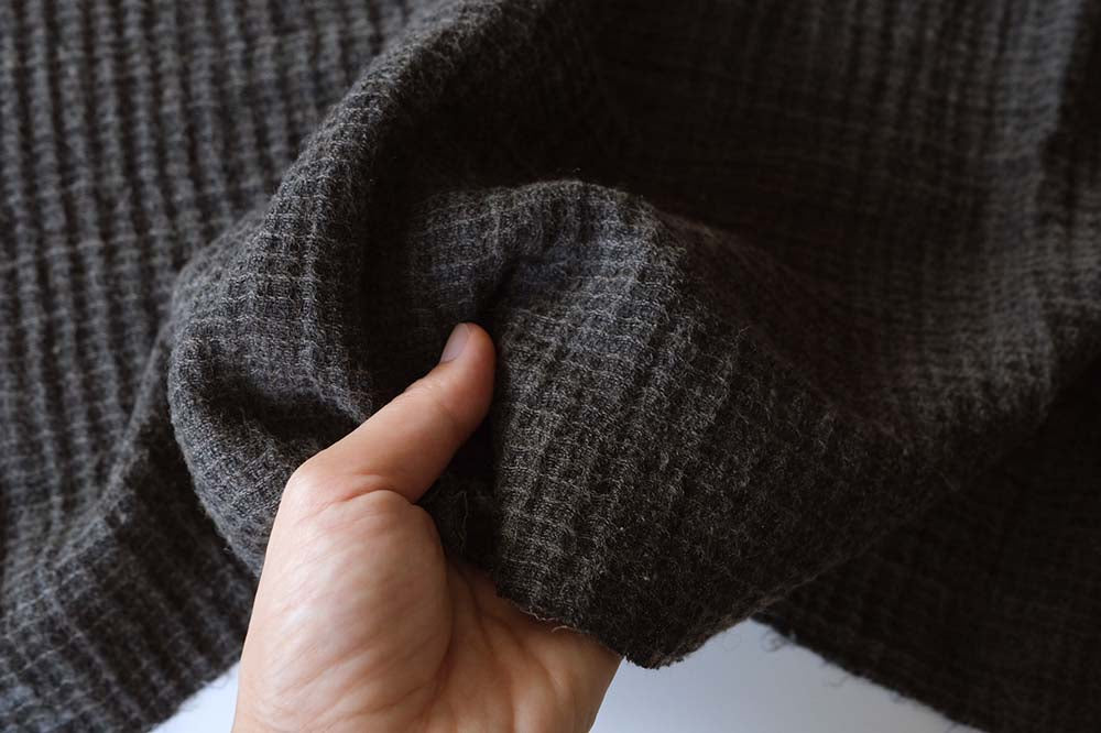 Cotton Wool W-Face Muffler - Brown×Gray