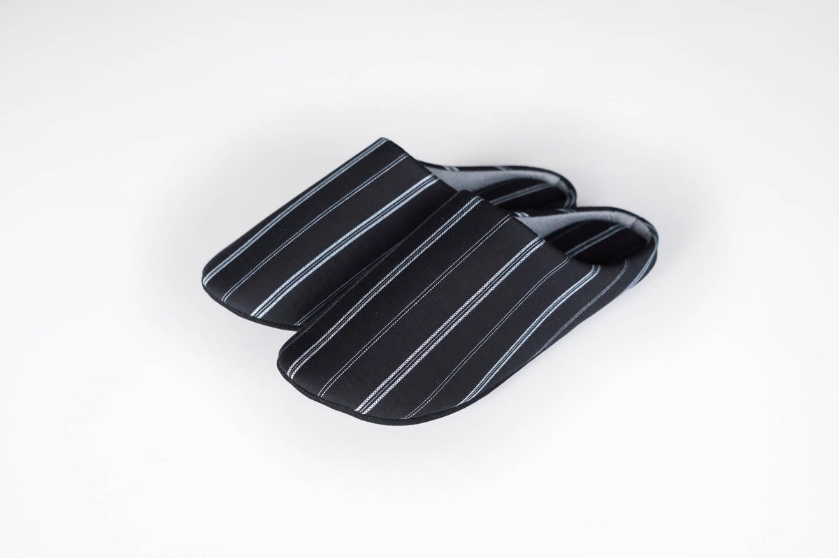 SASHIKO Stripe / Slippers - Black