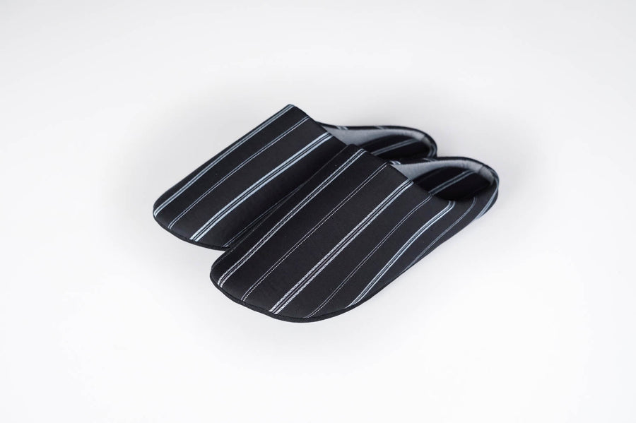 SASHIKO Stripe / Slippers - Black