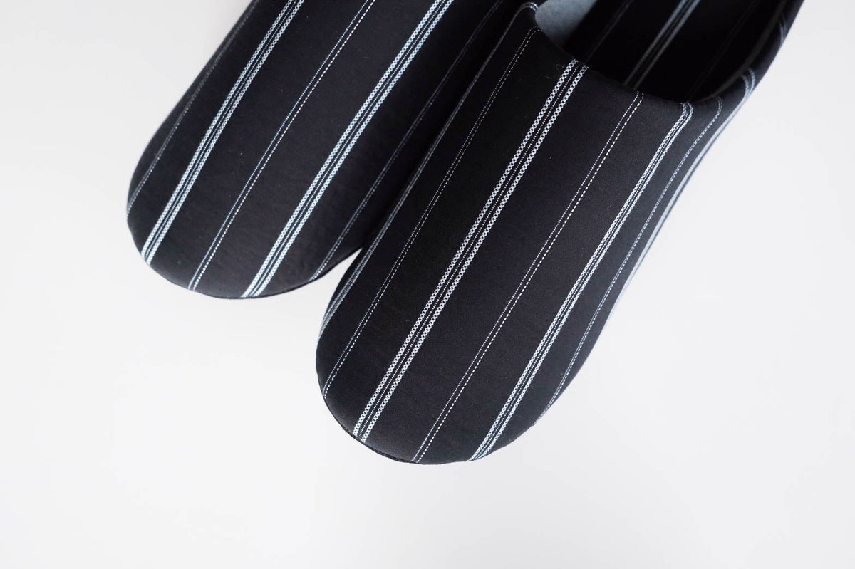 SASHIKO Stripe / Slippers - Black