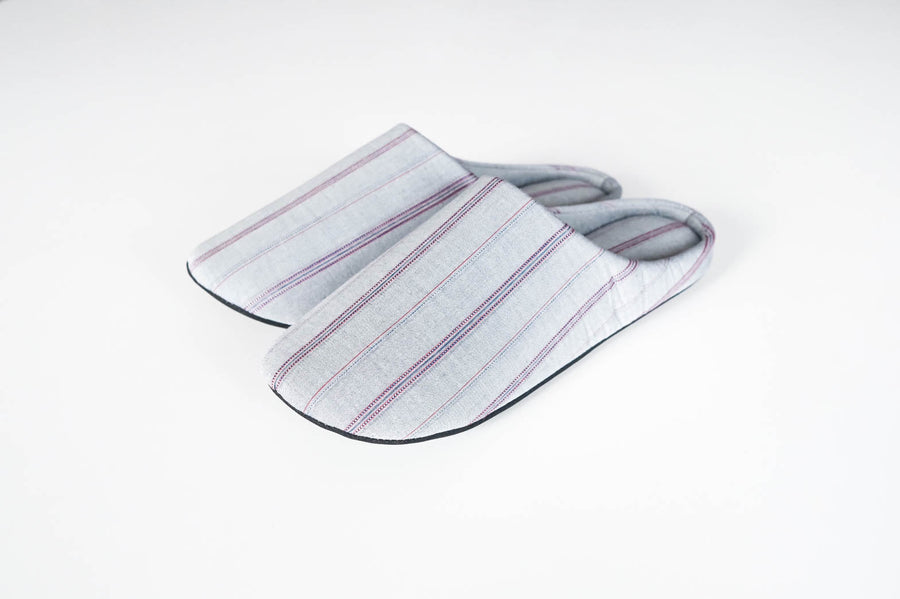 SASHIKO Stripe / Slippers - Gray