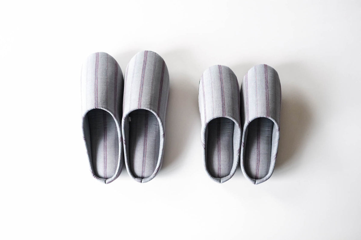 SASHIKO Stripe / Slippers - Gray
