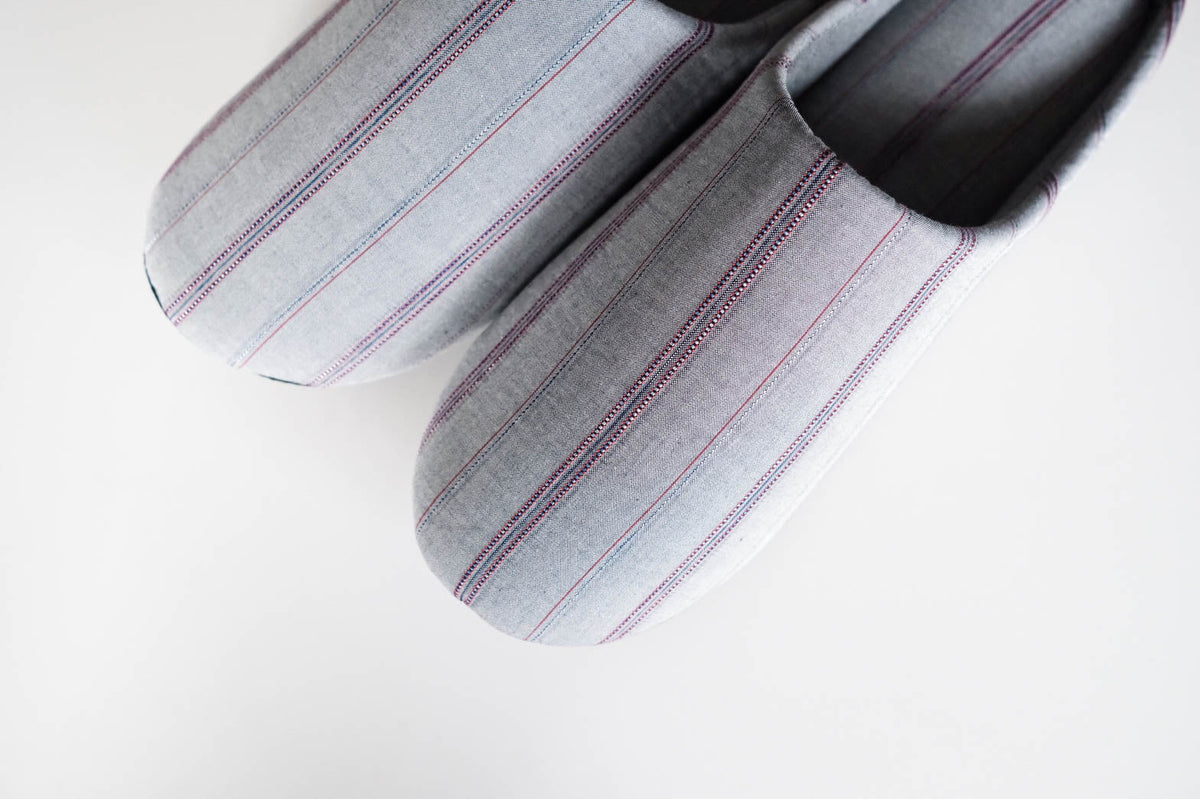 SASHIKO Stripe / Slippers - Gray