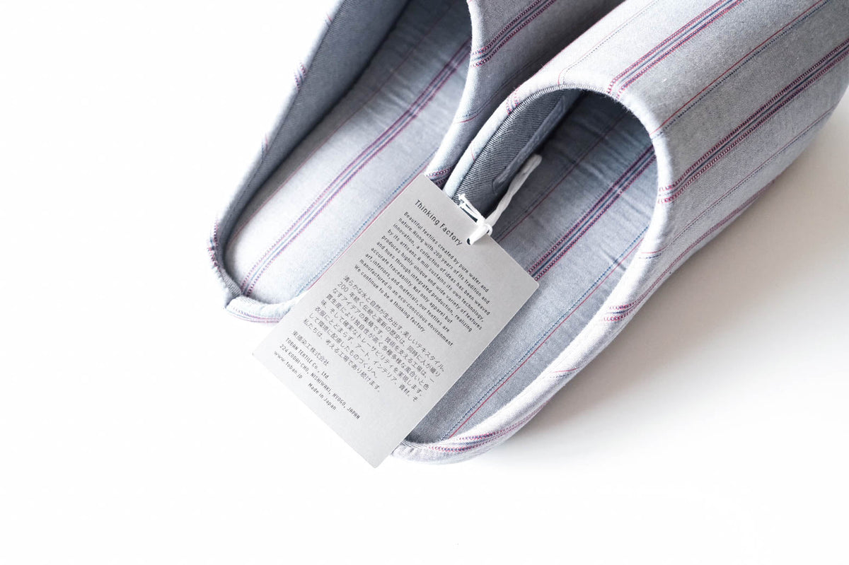 SASHIKO Stripe / Slippers - Gray
