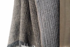 Cotton Wool W-Face Muffler - Brown×Gray