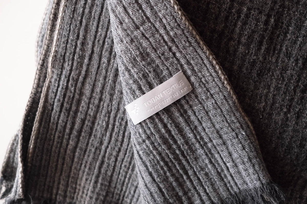 Cotton Wool W-Face Muffler - Brown×Gray