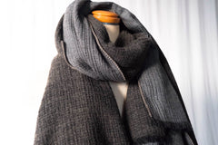Cotton Wool W-Face Muffler - Brown×Gray